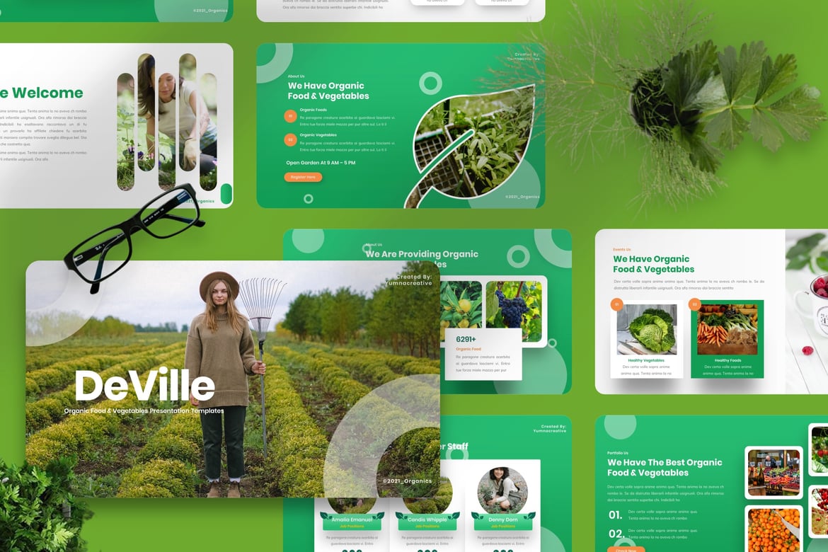 Deville - Template Powerpoint Makanan Organik dan Sayuran yang Menarik