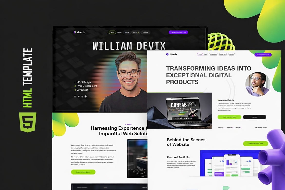 Devix – Template Website Portofolio Developer yang Menawan