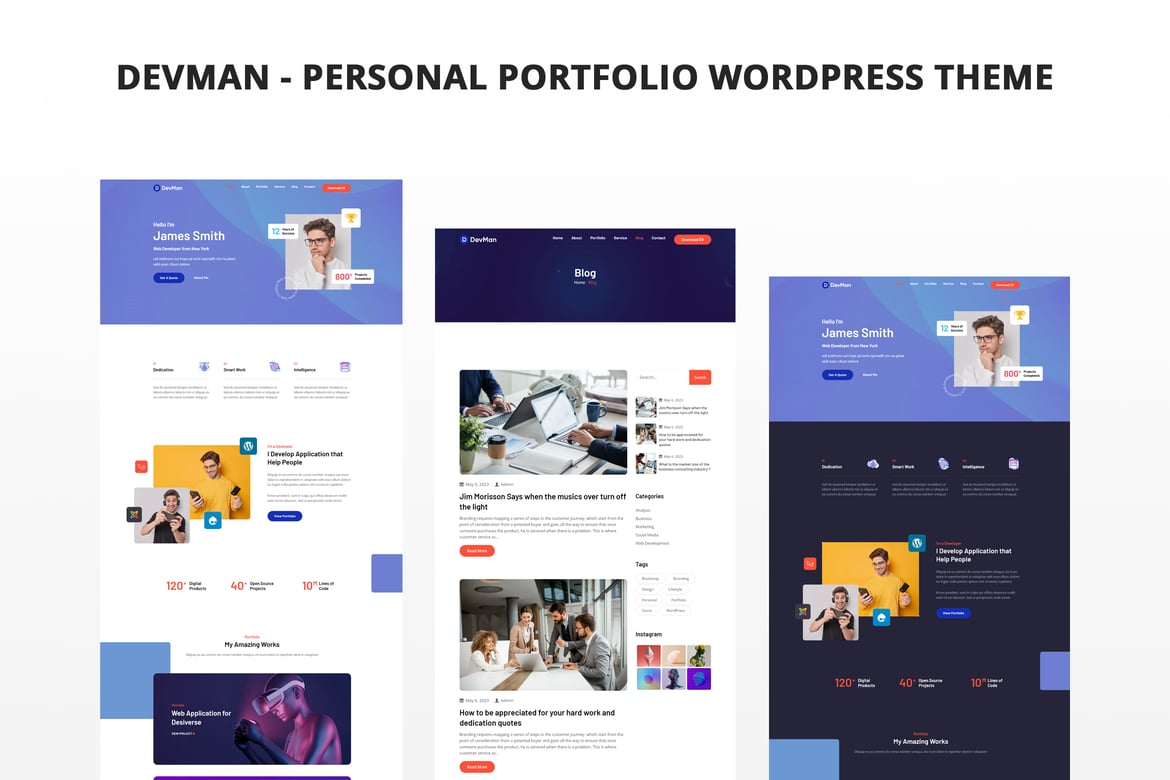 Devman - Tema WordPress Portofolio Pribadi yang Menarik dan Profesional