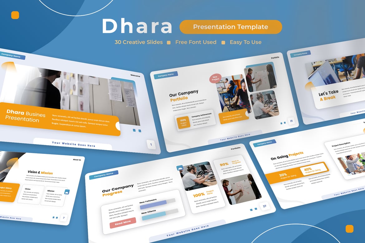 Template PowerPoint Bisnis Dhara yang Elegan dan Kreatif