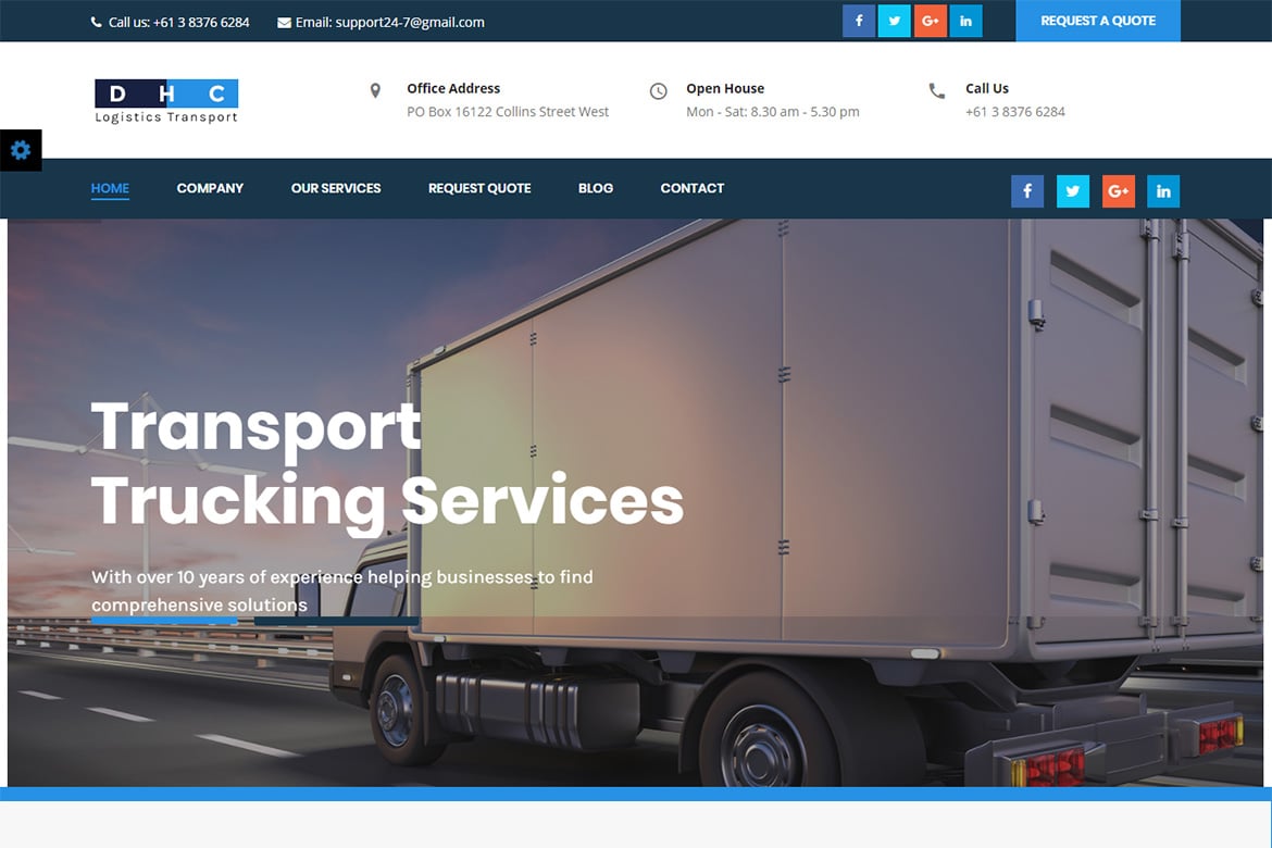 DHC | Template Website Transportasi Logistik yang Modern