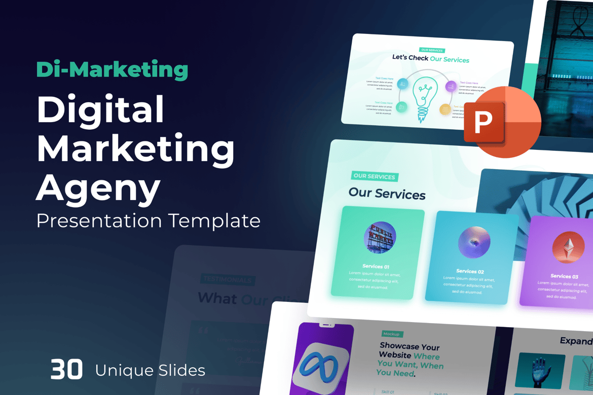 Template Presentasi PowerPoint Di-Marketing untuk Agensi Digital