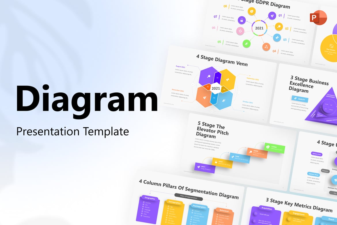 Template Presentasi PowerPoint Infografis Diagram Modern