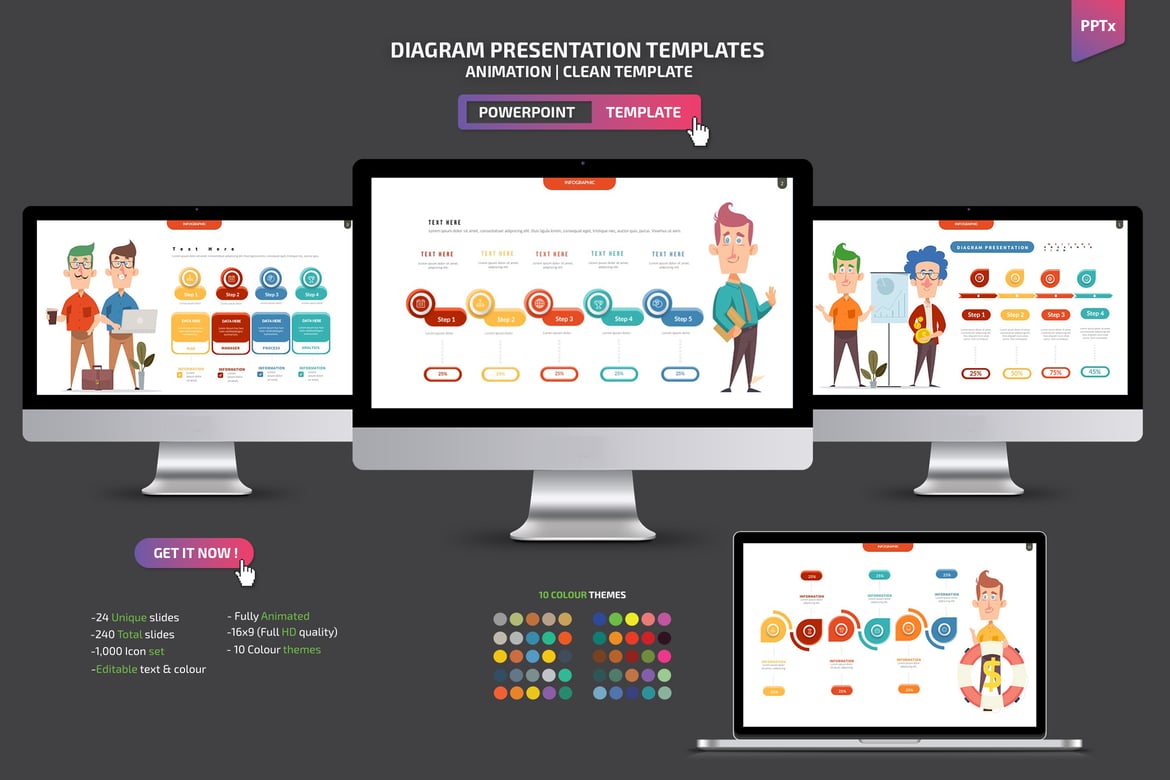 Template Presentasi PowerPoint Diagram Menarik dan Profesional