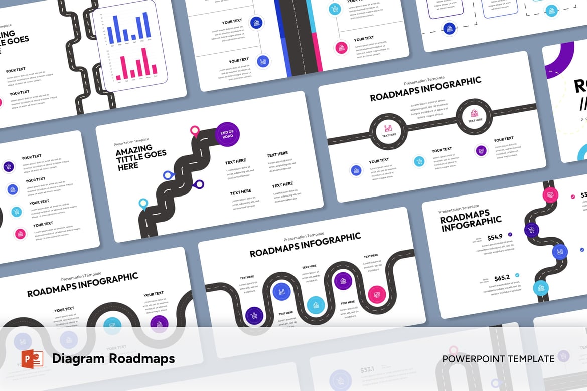 Template Powerpoint Diagram Roadmaps yang Modern dan Menarik