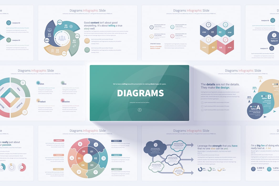 Template PowerPoint Infografis - Diagrams yang Menarik