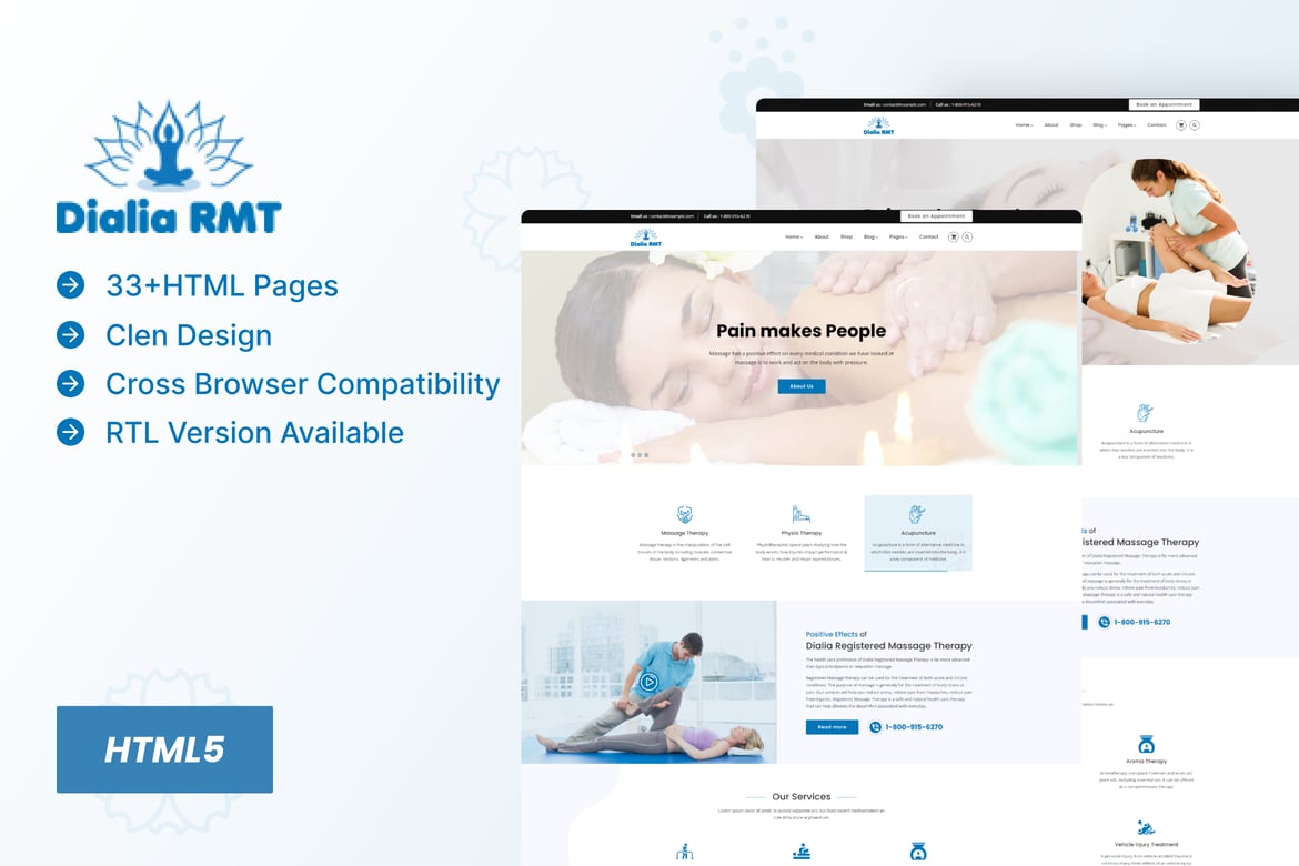 Dialia - Template Website Terapi Pijat Terdaftar yang Modern dan Responsif