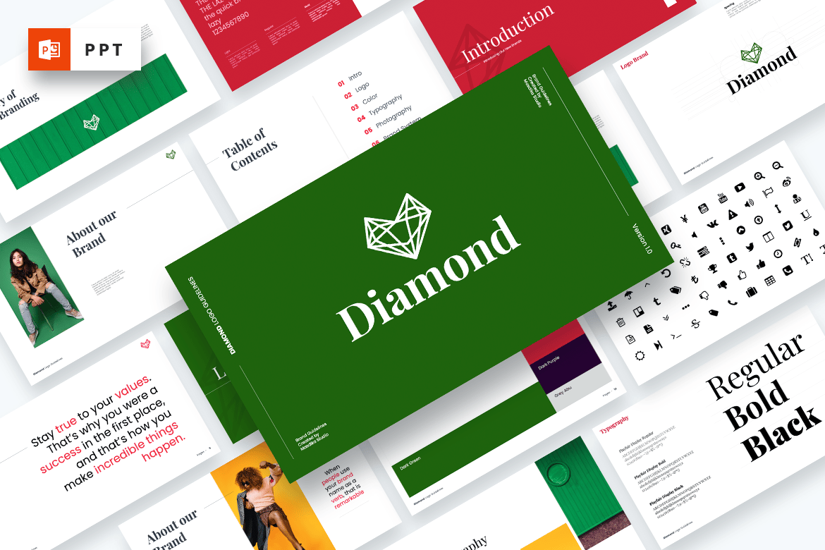 Template Powerpoint Panduan Merek DIAMOND yang Modern dan Profesional