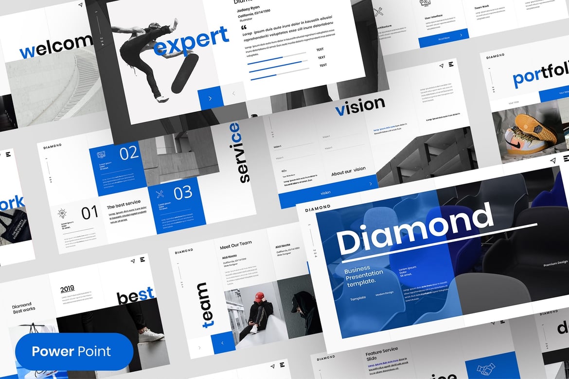 Template PowerPoint Bisnis Diamond yang Menarik