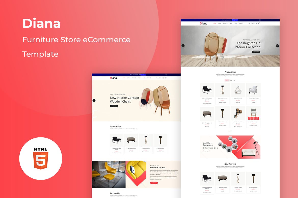 Diana – Template Website E-Commerce untuk Toko Furnitur