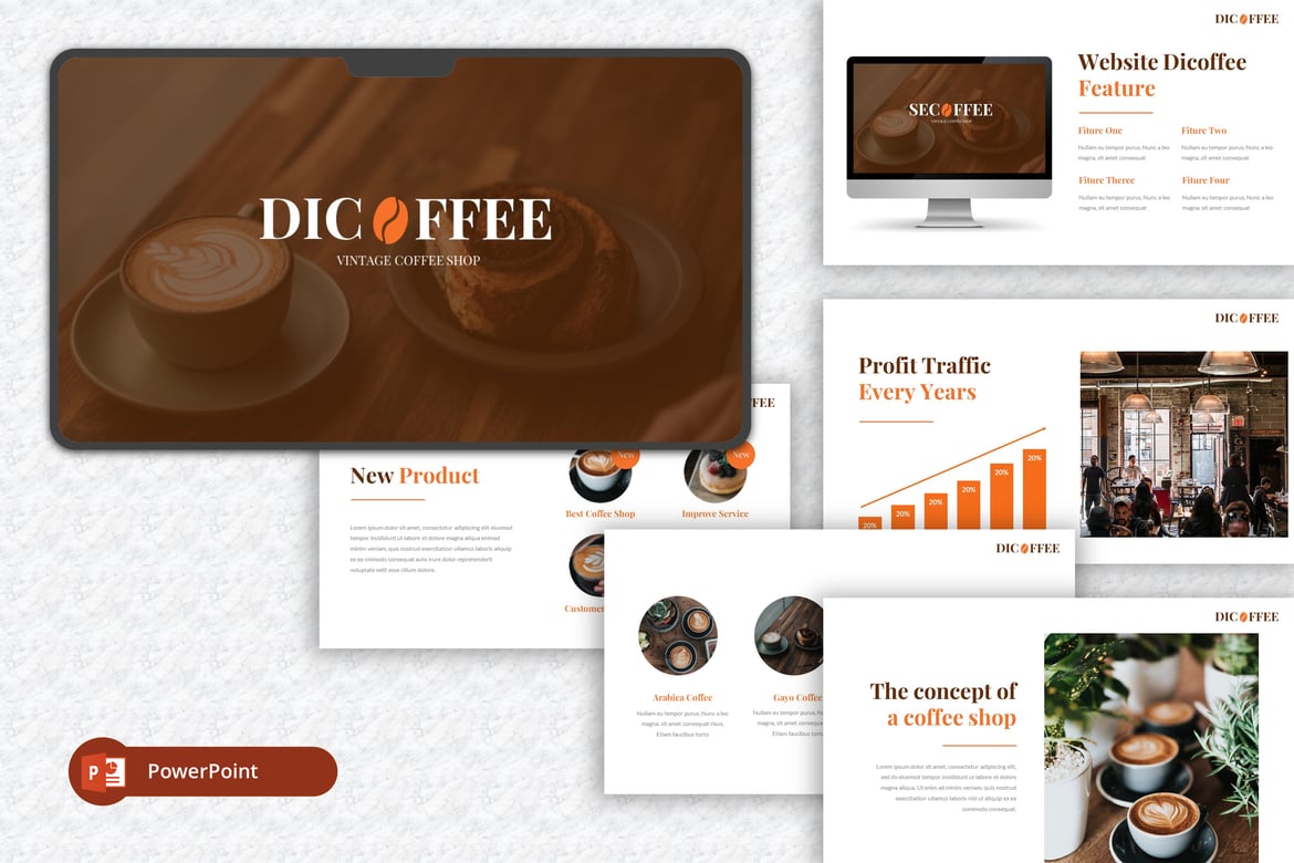 Dicoffee - Template Presentasi PowerPoint untuk Kafe yang Menarik