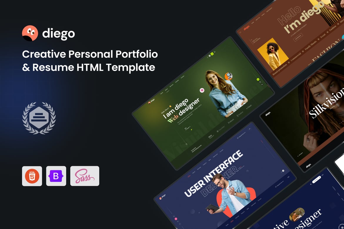 Diego - Template Website Portofolio Pribadi Kreatif