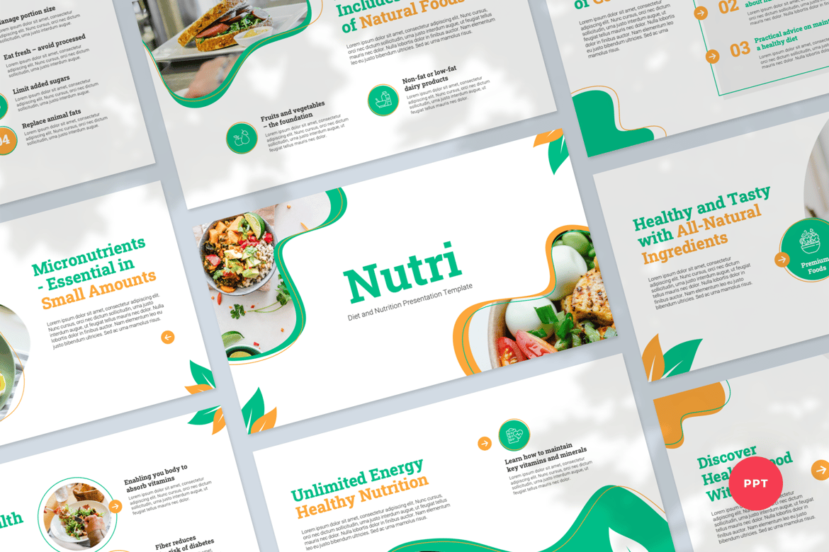 Template PowerPoint Diet dan Nutrisi yang Modern dan Profesional