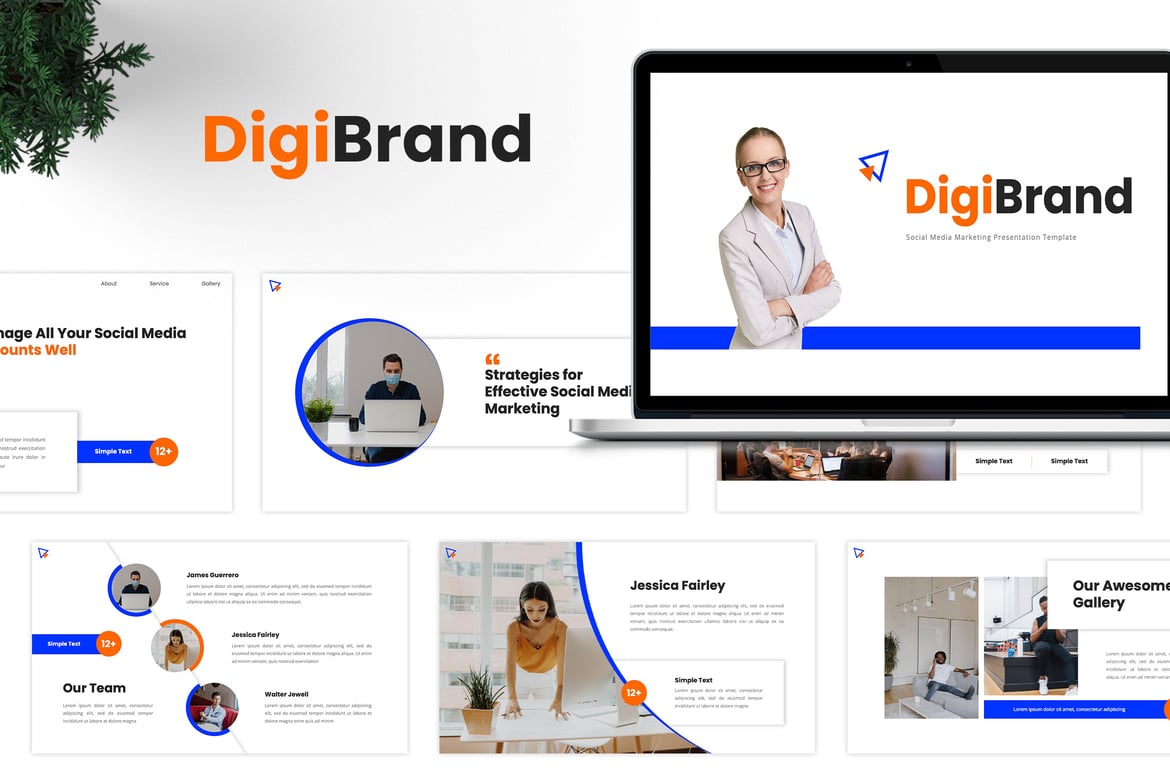 DigiBrand - Template Presentasi Pemasaran Media Sosial yang Modern