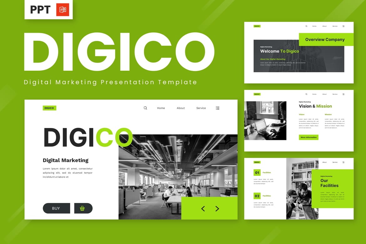 Template PowerPoint Digico untuk Pemasaran Digital yang Menarik