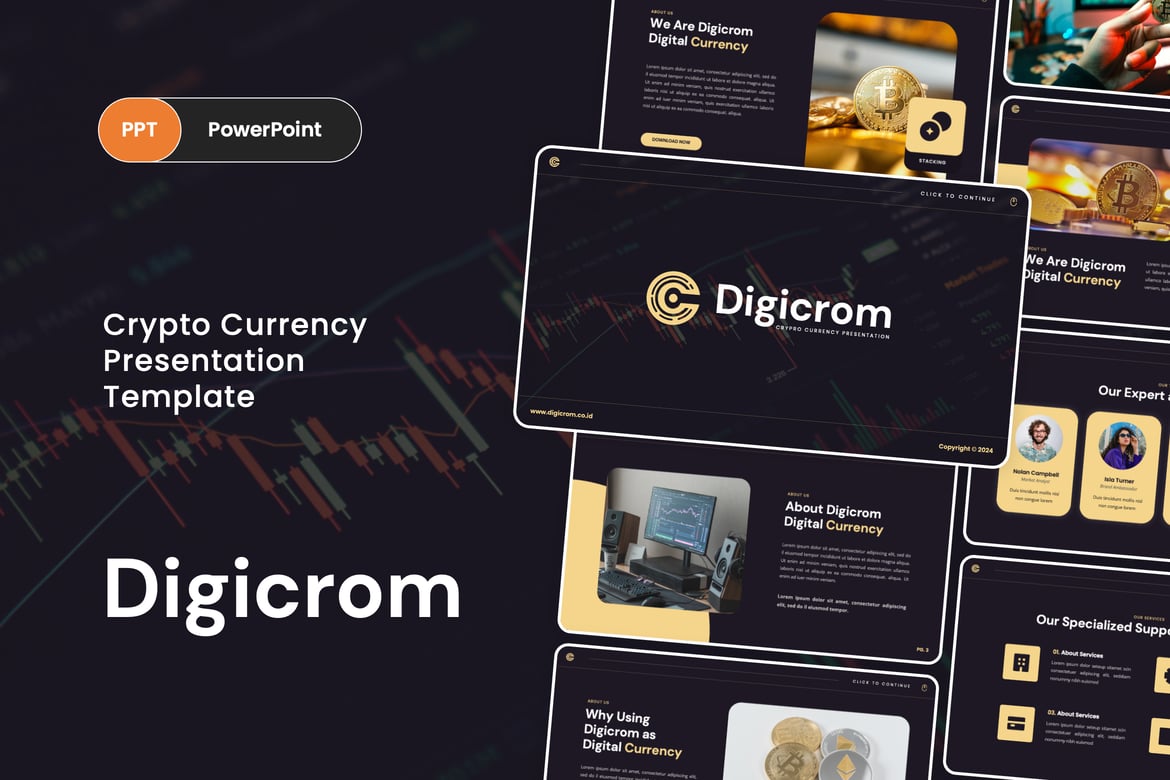 Digicrom - Template PowerPoint Cryptocurrency yang Menarik
