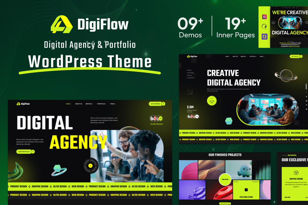 DigiFlow - Tema WordPress Kreatif untuk Agensi Digital dan Portofolio