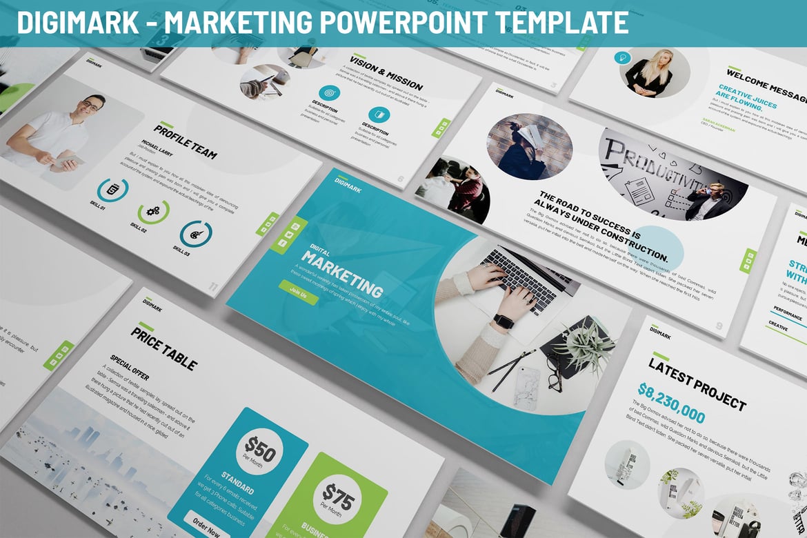 Template PowerPoint Digimark - Solusi Presentasi Pemasaran Modern