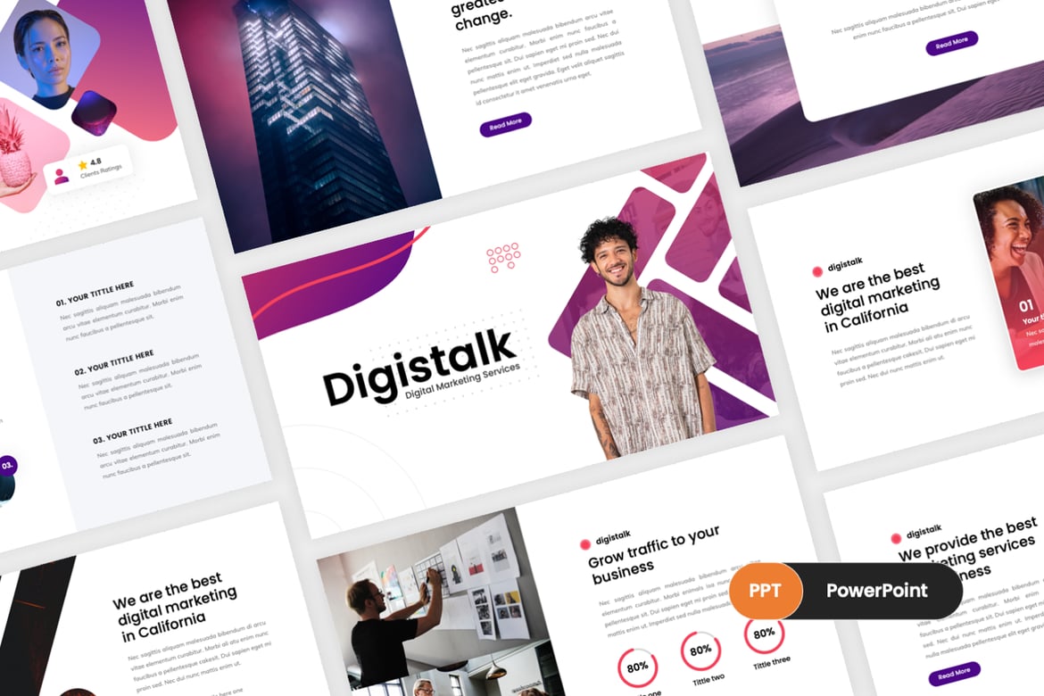 Digistalk - Template PowerPoint Pemasaran Digital yang Menarik