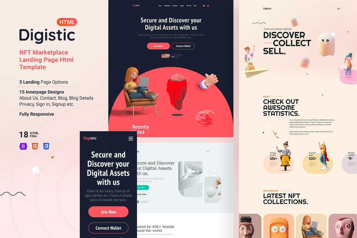 Digistic - Template Website NFT Marketplace yang Menarik
