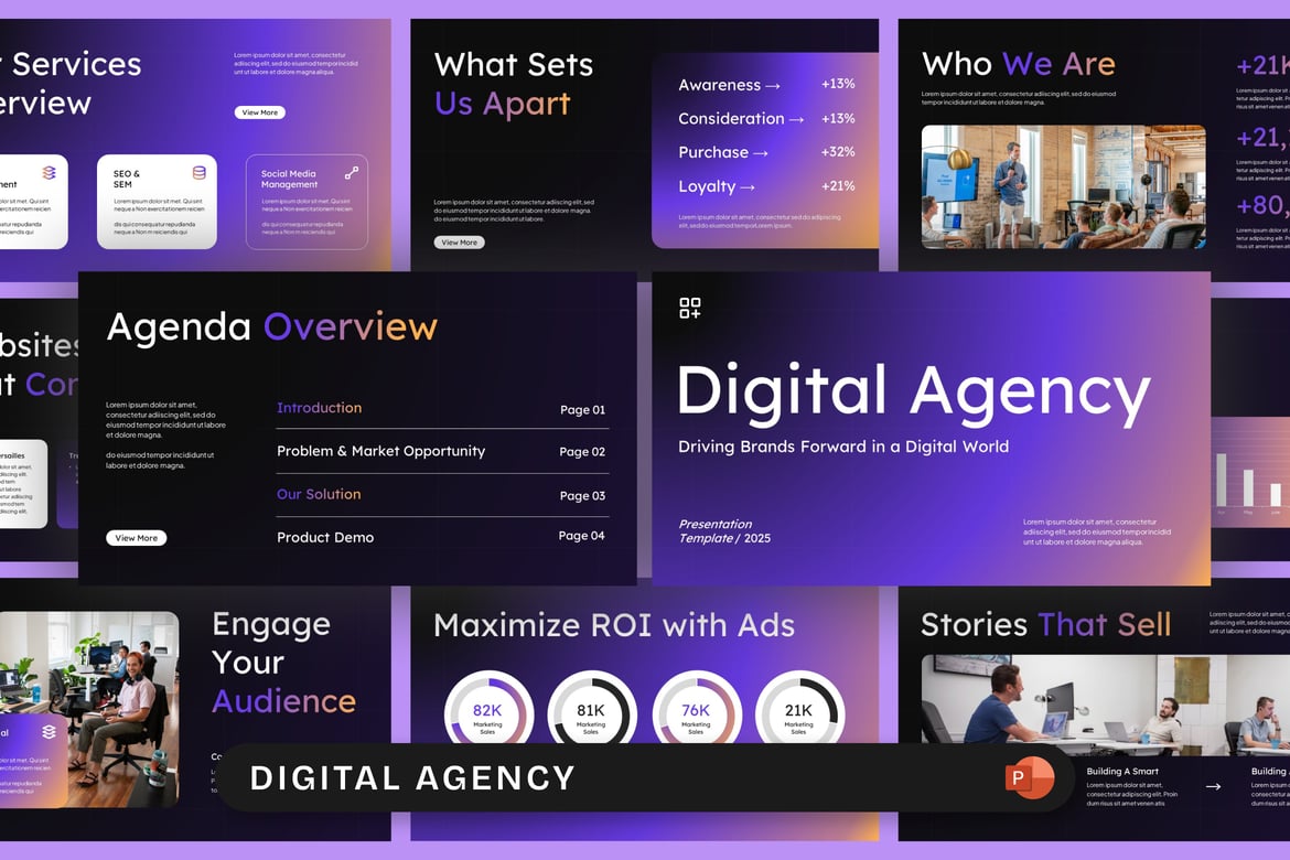 Template Presentasi PowerPoint untuk Digital Agency yang Menarik