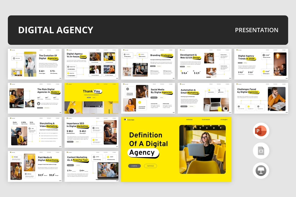Template Presentasi PowerPoint untuk Digital Agency yang Memukau