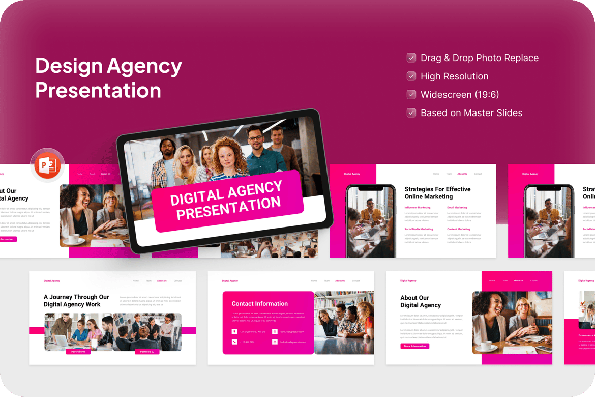 Template PowerPoint Presentasi Agensi Digital yang Menarik