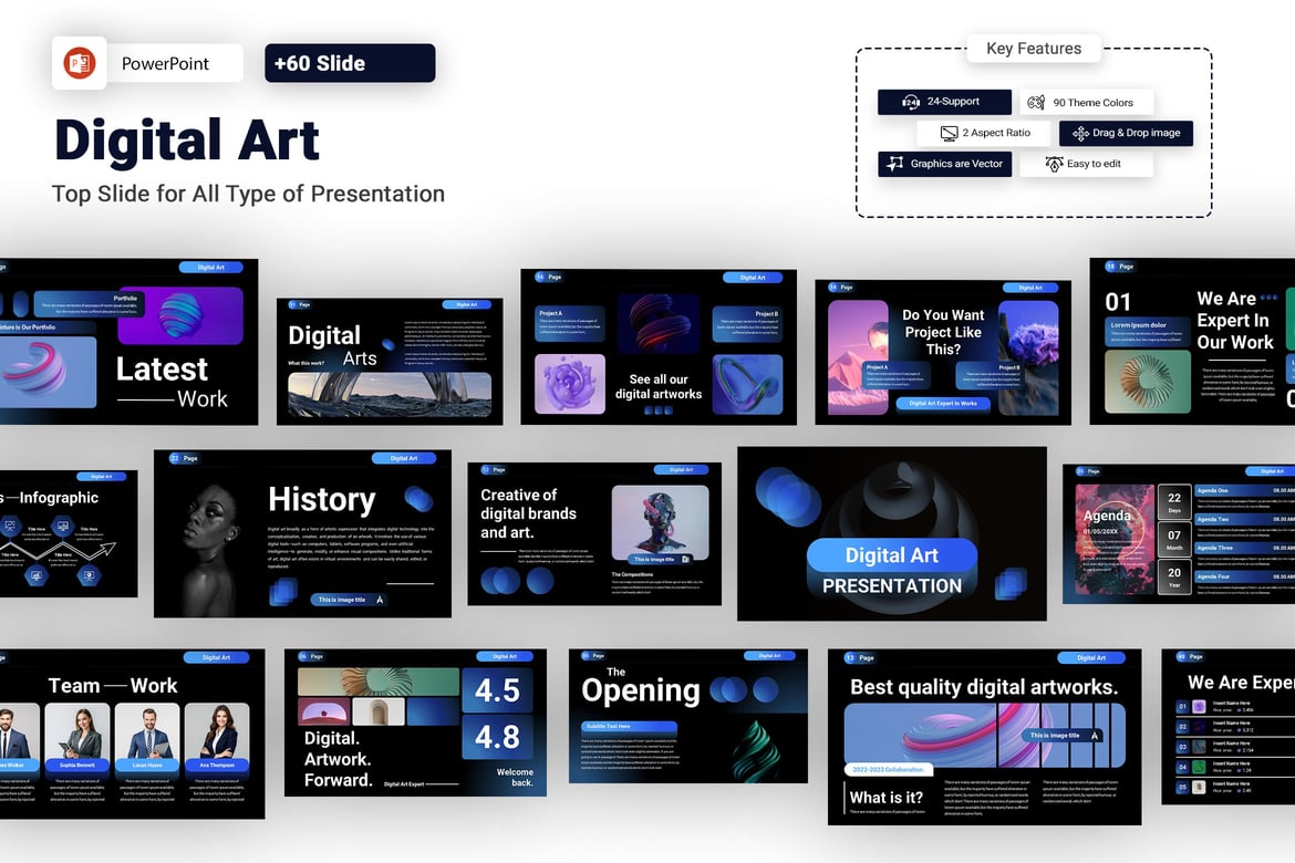 Template PowerPoint Seni Digital yang Menarik dan Multifungsi