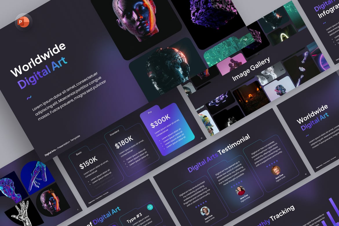 Template PowerPoint Seni Digital yang Menarik