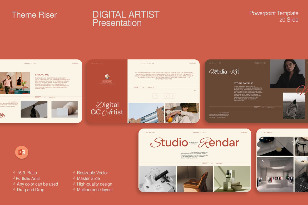 Template Presentasi Portofolio Seniman Digital yang Menawan