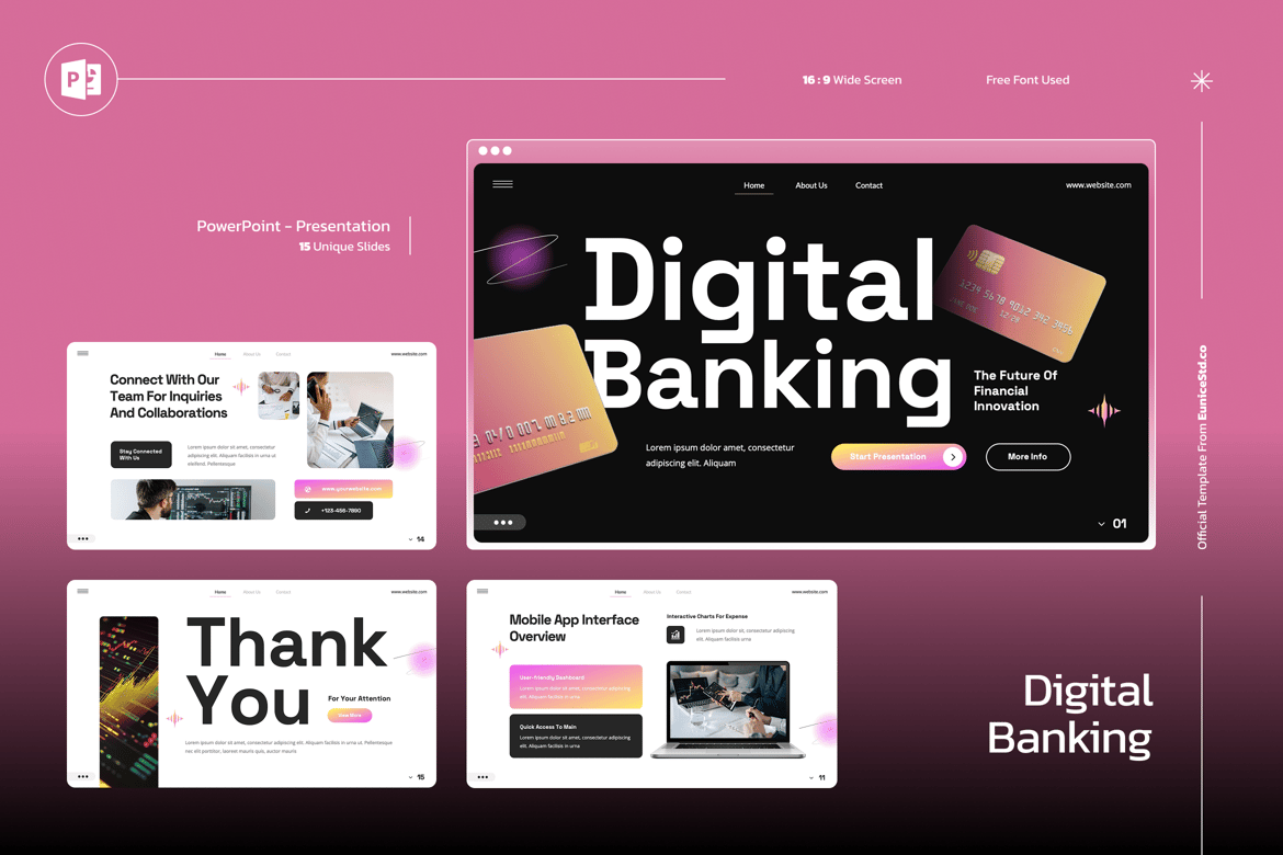 Template Powerpoint Perbankan Digital yang Menarik