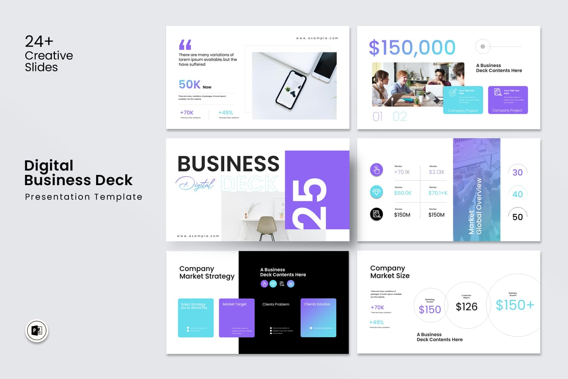 Template Presentasi PowerPoint Bisnis Digital dengan Gradasi