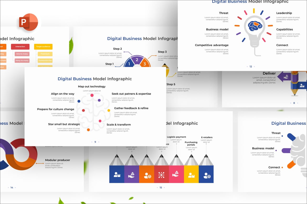 Template Presentasi Infografis Model Bisnis Digital yang Menawan