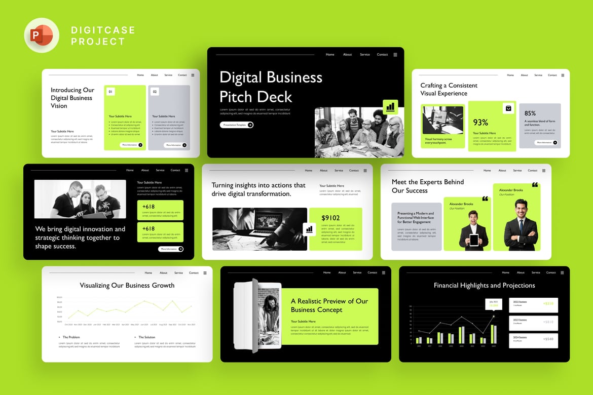 Template Presentasi Pitch Deck Bisnis Digital - PowerPoint Modern