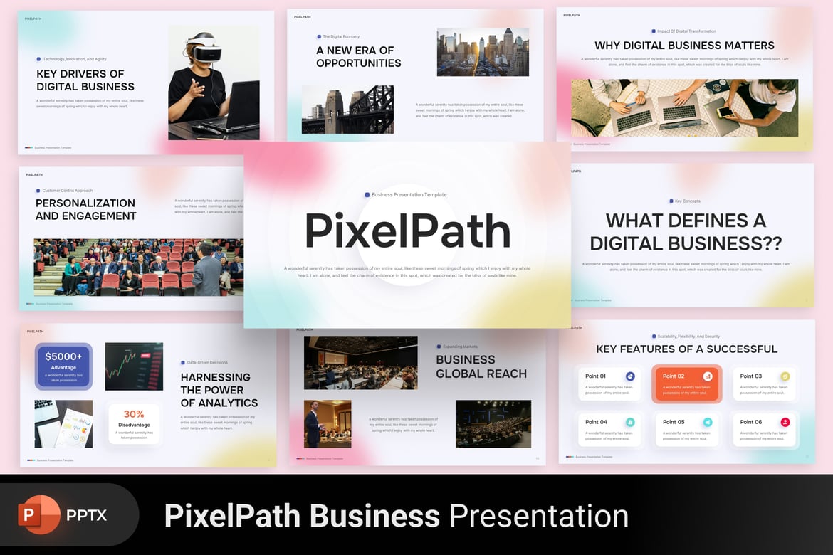 Template PowerPoint Bisnis Digital yang Modern dan Menarik
