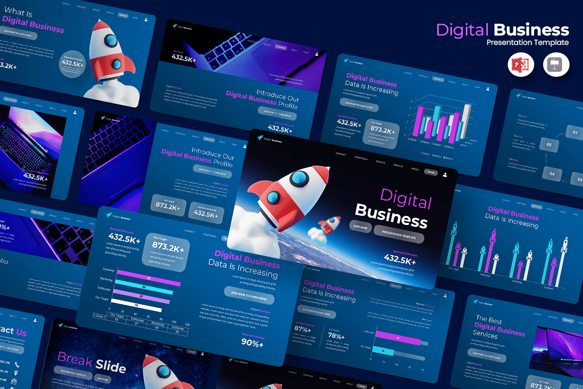 Template Presentasi Digital Bisnis - PowerPoint Menarik dan Mudah Digunakan
