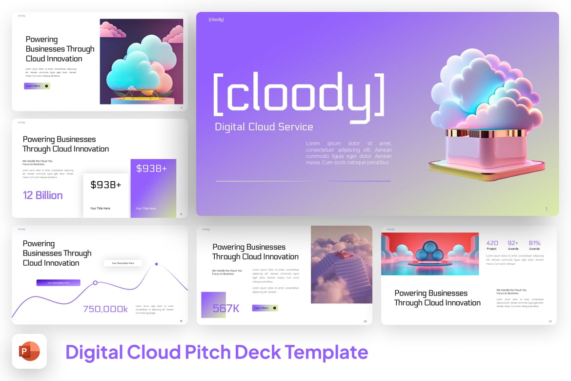 Template Presentasi PowerPoint Layanan Cloud Digital