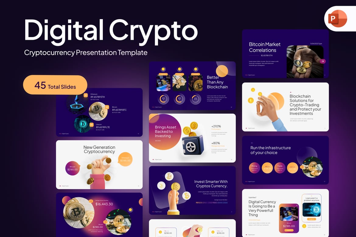 Template PowerPoint Kreatif Digital untuk Crypto
