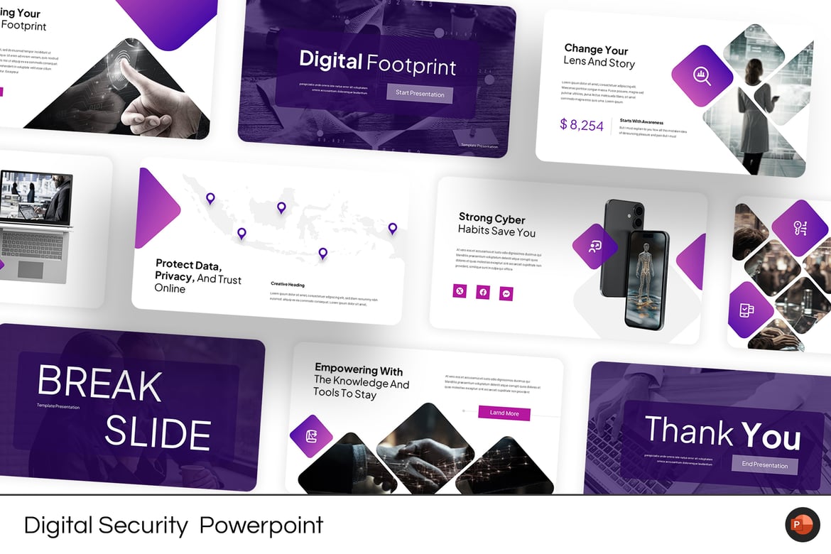 Template Powerpoint Keamanan Siber yang Kreatif dan Menarik