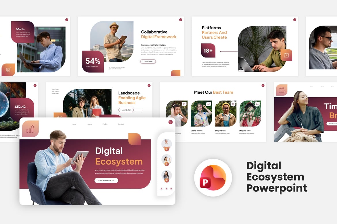 Template Powerpoint untuk Digital Ecosystem yang Kreatif dan Menarik