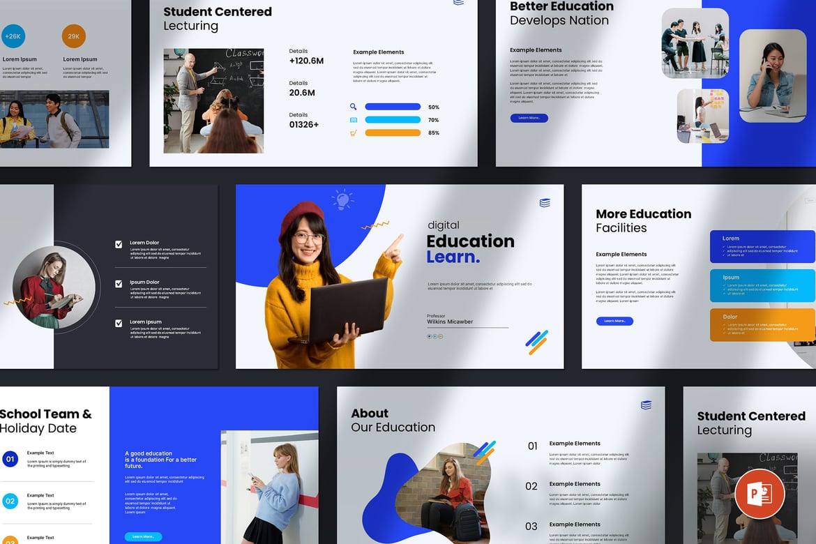 Template PowerPoint Pendidikan Digital yang Elegan dan Fungsional