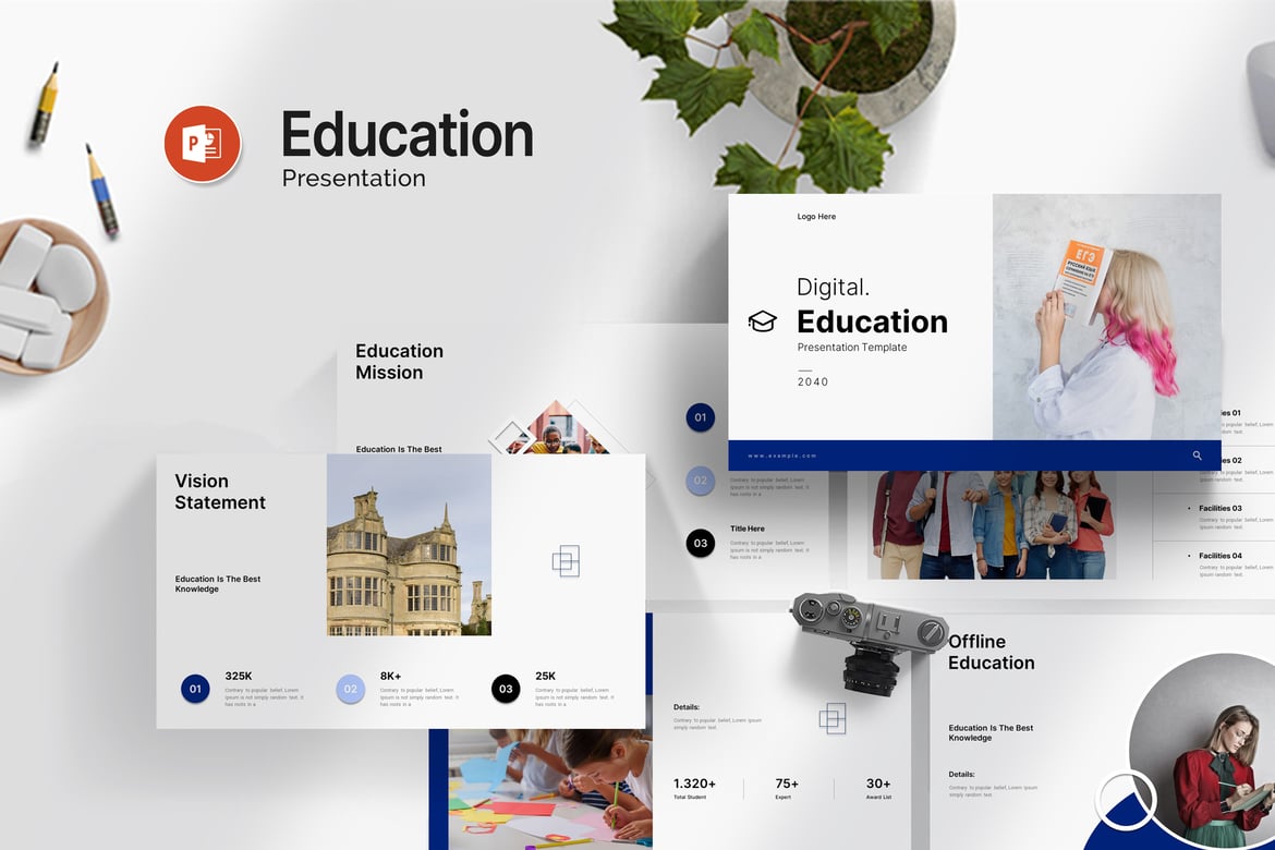 Template PowerPoint Pendidikan Digital yang Stylish dan Fungsional