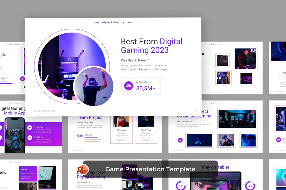 Template Presentasi PowerPoint Gaming Digital yang Menarik