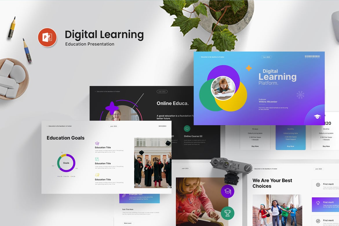 Template Presentasi PowerPoint Pembelajaran Digital yang Modern