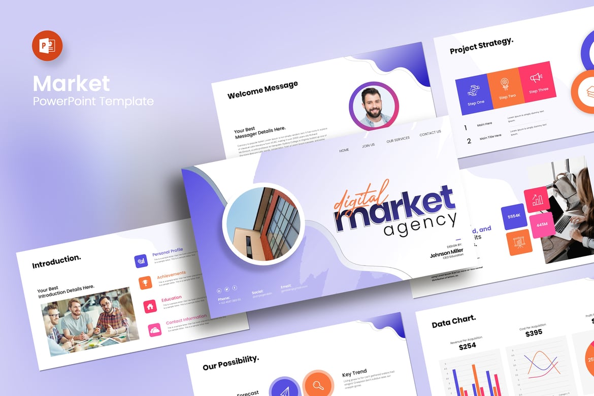 Template PowerPoint Agensi Pemasaran Digital yang Menarik