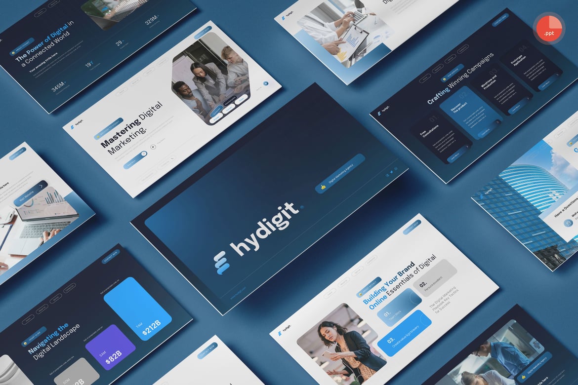 Template PowerPoint Agensi Pemasaran Digital yang Menarik