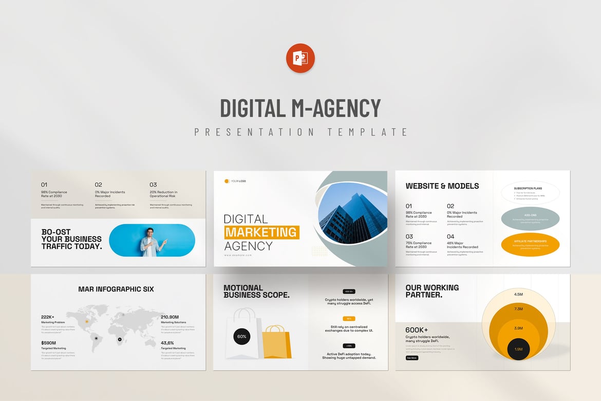 Template PowerPoint Strategi Pemasaran Digital yang Menarik