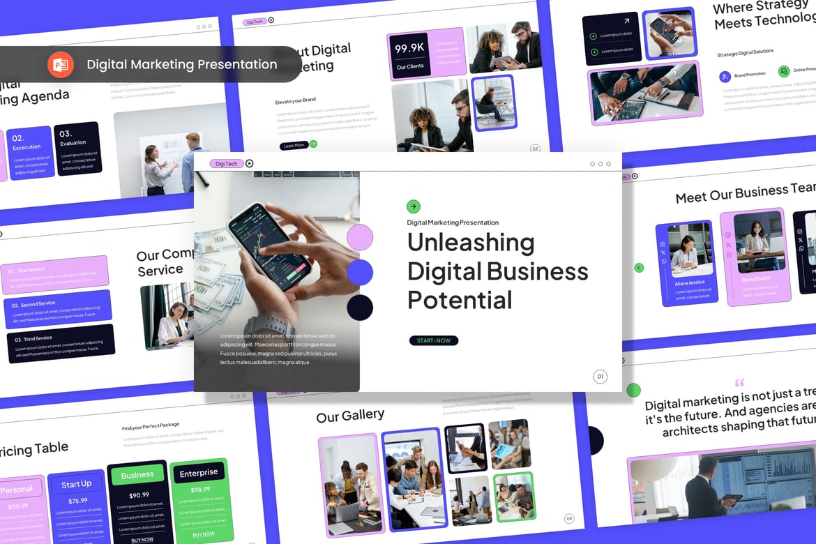 Template Presentasi PowerPoint untuk Agensi Digital Marketing yang Modern