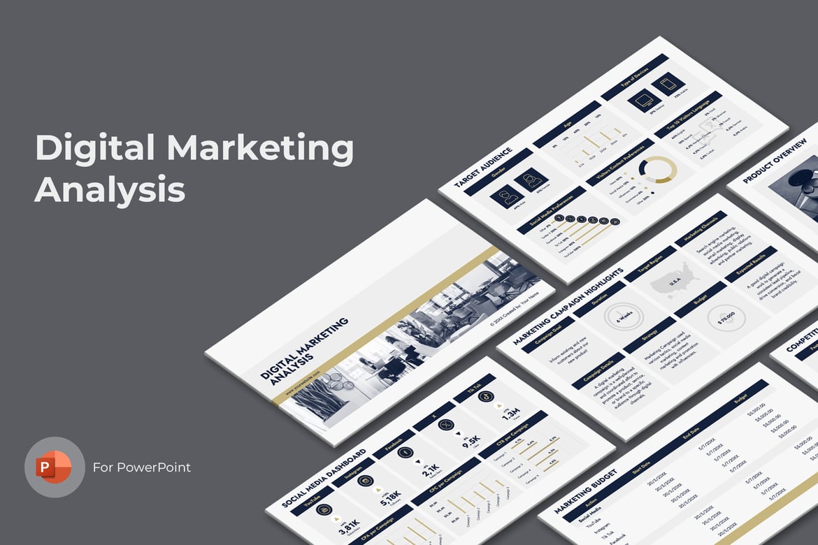 Template PowerPoint Analisis Pemasaran Digital yang Menarik