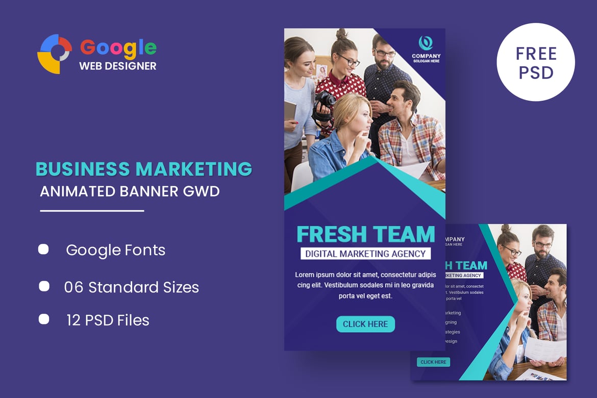 Template Website Banner Animasi Digital untuk Bisnis